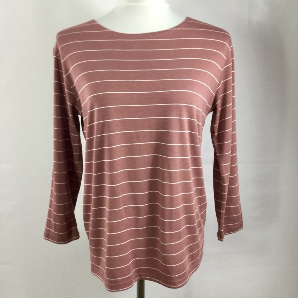 Free Fly Apparel Mauve Pink Striped Long Sleeve Tee